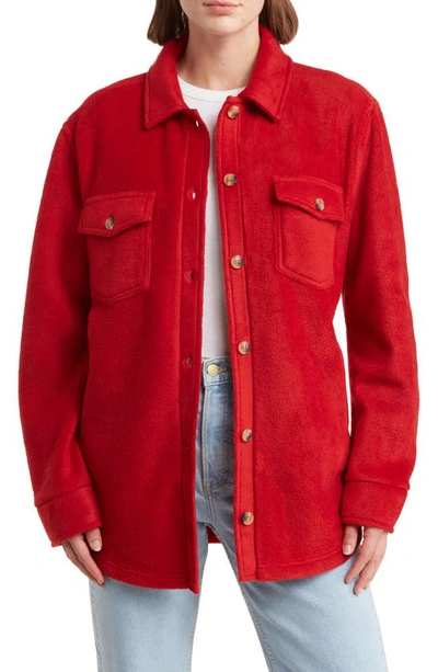Thread & Supply Polar Fleece Shacket In Savy Red