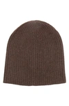 Portolano Cashmere Ribbed Beanie In Brown Choco