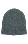 Portolano Cashmere Ribbed Beanie In Heather Charcoal