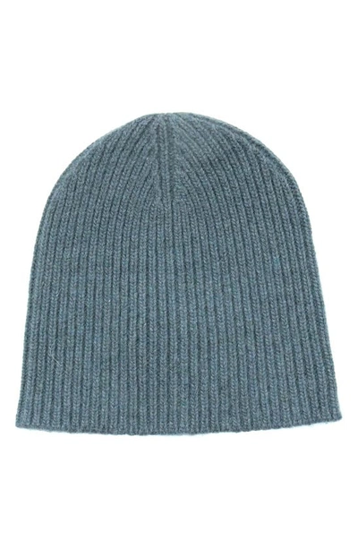 Portolano Cashmere Ribbed Beanie In Blue