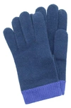 Portolano Colorblock Cashmere & Wool Tech Gloves In Navy/ Pegasus