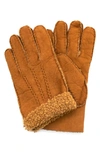 Portolano Genuine Shearling Leather Gloves In Chestnut