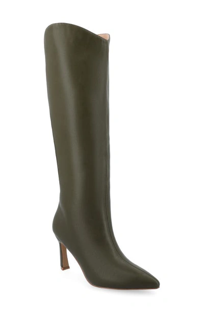 Journee Collection Women's Rehela Tru Comfort Pointed Toe Dress Boots In Olive