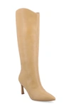 Journee Collection Women's Rehela Pointed Toe Stiletto Knee High Dress Boots In Tan