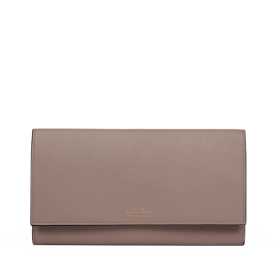 Smythson Marshall Travel Wallet In Panama In Taupe