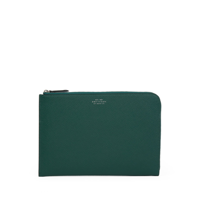Smythson Crossbody Pouch In Ludlow In Forest