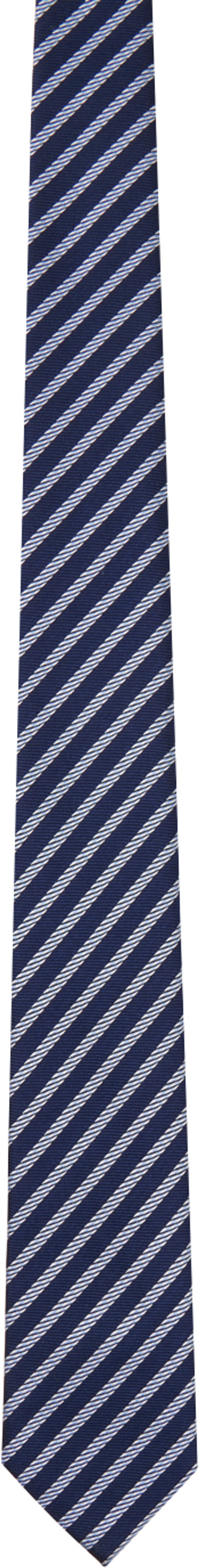 Zegna Navy Stripe Tie In Bl1