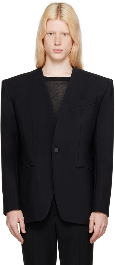 Mugler Black Collarless Blazer