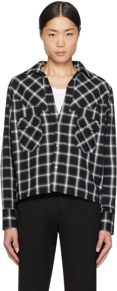The Letters Black Check Shirt In Lfbc-s0002c