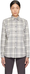 Theory Gray Irving Shirt In Ivory Multi