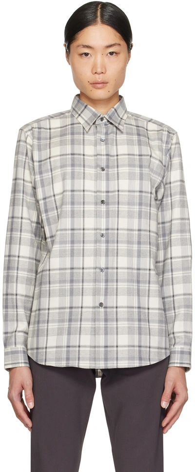 Theory Gray Irving Shirt In Ivory Multi