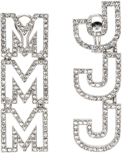 Marc Jacobs Silver Mj Logo Crystal Earrings