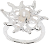 HARLOT HANDS SILVER FLOWERET ABSTRACT ORGANIC FLORAL RING
