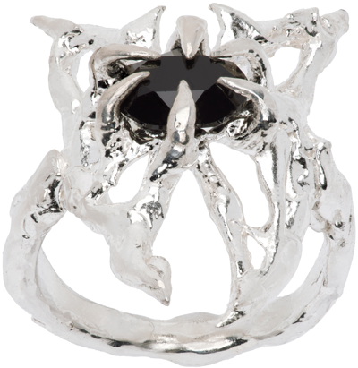 Harlot Hands Ssense Exclusive Silver Butterfly Ring In Sterling Silver Jet