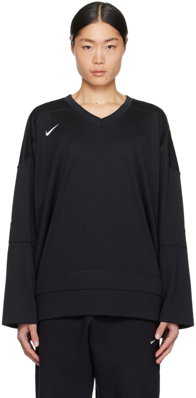 Nike Black Hockey Authentics Long Sleeve T-shirt In Black/white/white
