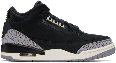 Nike Air Jordan 3 Retro Logo-embroidered Suede And Leather Sneakers In Off Noir/black/sail/cement Grey