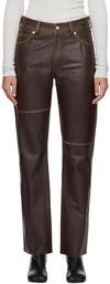 MM6 MAISON MARGIELA BROWN PANELED LEATHER trousers