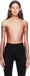 MUGLER PINK ASYMMETRIC ILLUSION BODYSUIT