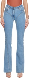 Mugler Mid Rise Denim Straight Jeans In 6048 Medium Blue