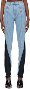 Mugler Spiral Two-tone Panelled Skinny Jeans - Blue - 6 In 3074 Medium Blue / B