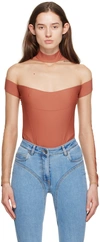 Mugler Pink Illusion Bodysuit In B23n1 Dark Blush / N