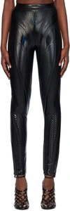 Mugler Black Embossed Leggings In 1999 Black