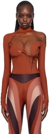 Mugler Tan Swirly Bodysuit In B71n2 Sienna/nude 02