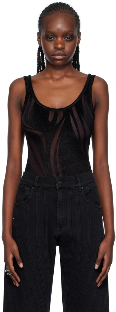 Night Rhythm Black Sleeveless Bustier Bodysuit