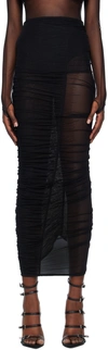 MUGLER BLACK SHEER MIDI SKIRT