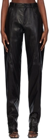 MUGLER BLACK SPIRAL LEATHER trousers