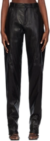 MUGLER BLACK SPIRAL LEATHER PANTS