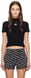 Alexander Wang T T By Alexander Wang Logo Detailed Cropped T In Black