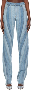Mugler Spiral Straight-leg Jeans In 6048 Medium Blue