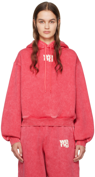 Alexander Wang T Pink Bonded Hoodie In 619a Soft Cherry