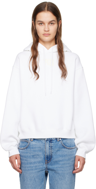 Alexander Wang T White Bonded Hoodie In 100 White