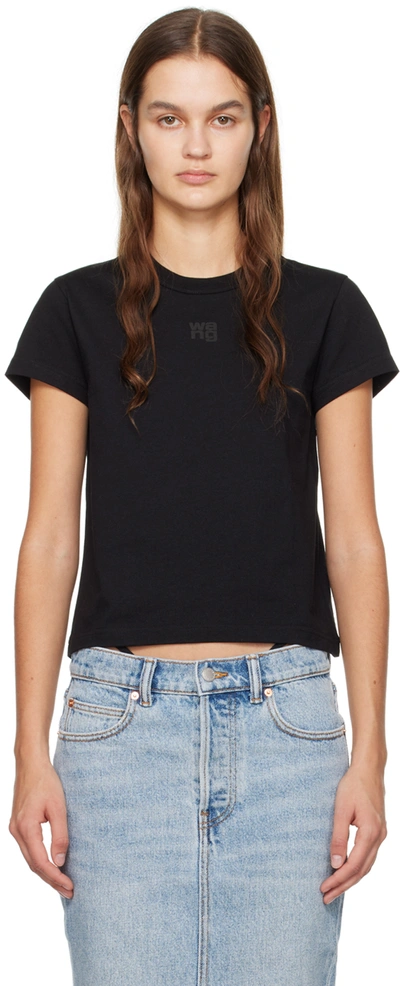 Alexander Wang T T By Alexander Wang Puff Logo Shrunken T-shirt In Black