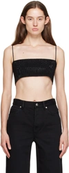 Alexander Wang Embellished Stretch Nylon Crop Top In 001 Black