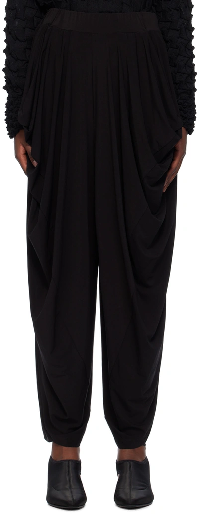 Issey Miyake Black Drape Lounge Pants In 15-black