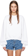 Alexander Wang T Essential Cotton Blend Fleece Logo Sweateshirt In White