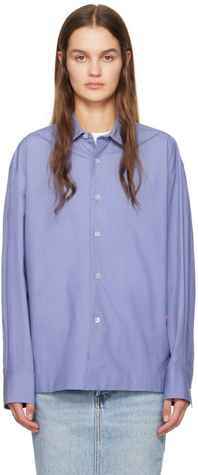 Alexander Wang T Blue Button Up Shirt In 471b Dark Iris