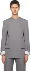 Bottega Veneta Gray Compact Jacket In 1209 Cobblestone