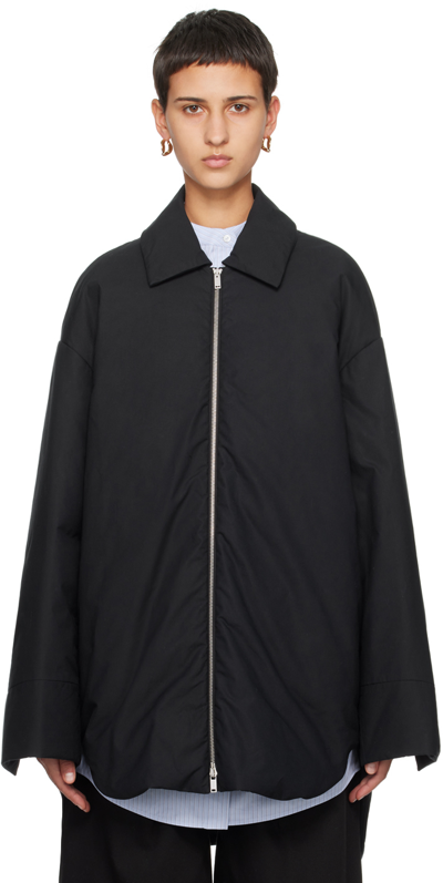 Jil Sander Black Spread Collar Down Jacket In 001 Black