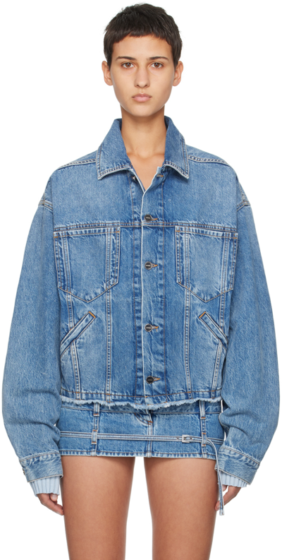 Jacquemus Blue Le Chouchou 'la Waistcoate De Nîmes Criollo' Denim Jacket In 31a Light Blue/tabac