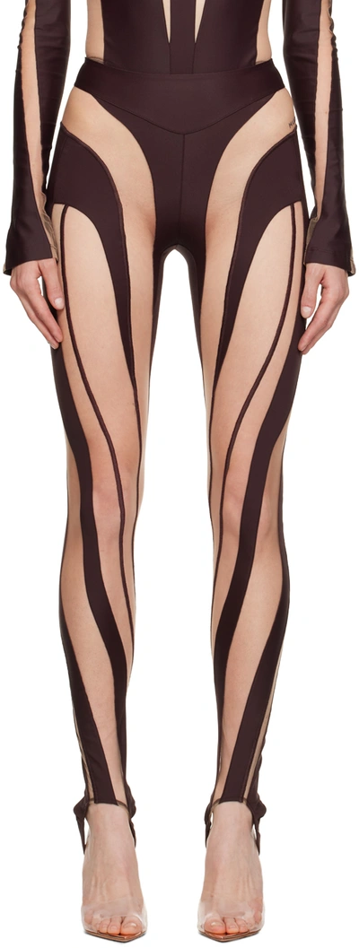 Rick Owens Mugler Spiral Leggings In Brown