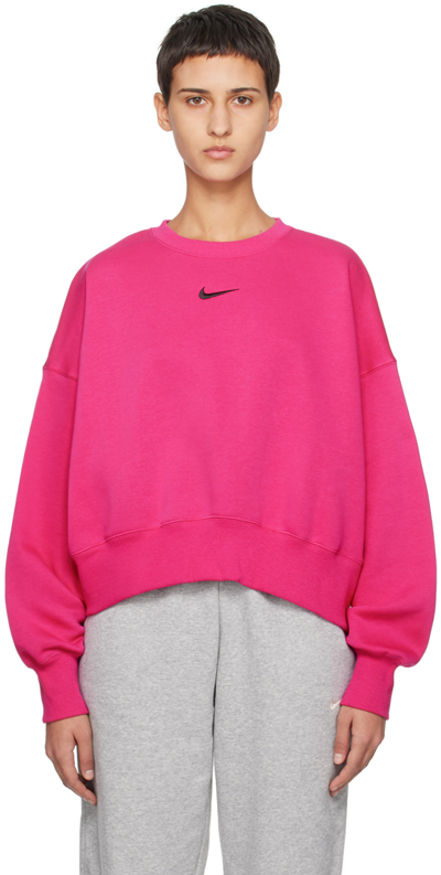 Nike Pink Over-oversized Sweatshirt In Fireberry/black