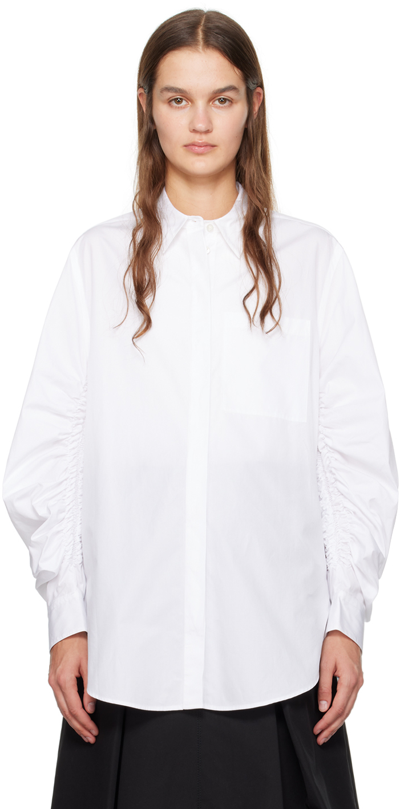 3.1 Phillip Lim Long Sleeve Shirt With Gathered Sleeves In Optic White