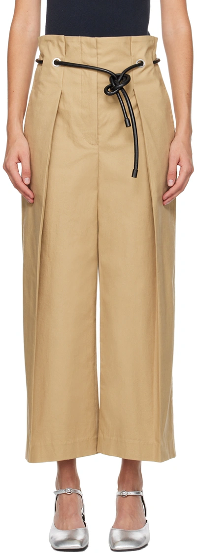 3.1 Phillip Lim Cropped Wide Leg Origami Pants In Khaki