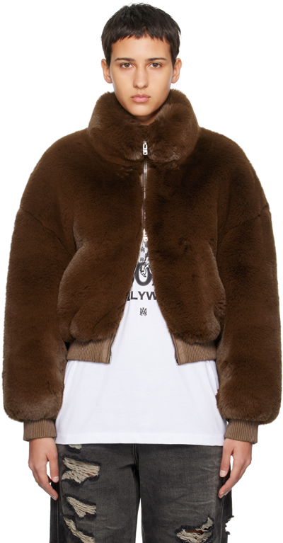 Amiri Oversized Faux Fur Jacket In Brown