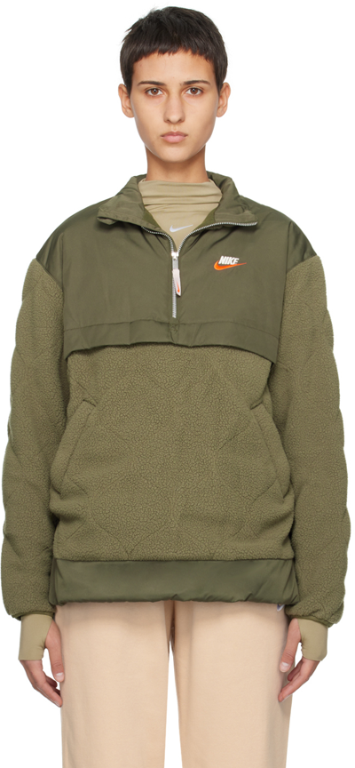 Nike Khaki Zip Jacket In Cargo Khaki/olive