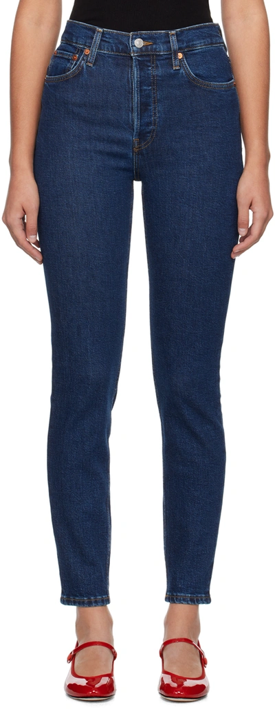 Re/done Indigo Skinny Jeans In Dark Rinse